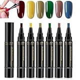 Nail Pen, 6 Colors per Set, 3 in 1 Nail Polish Pens Quick Dry, 36 Color Nailpolish Gelpen 8 Ml, Easy Nail Polish Pen for Women (c) immagine