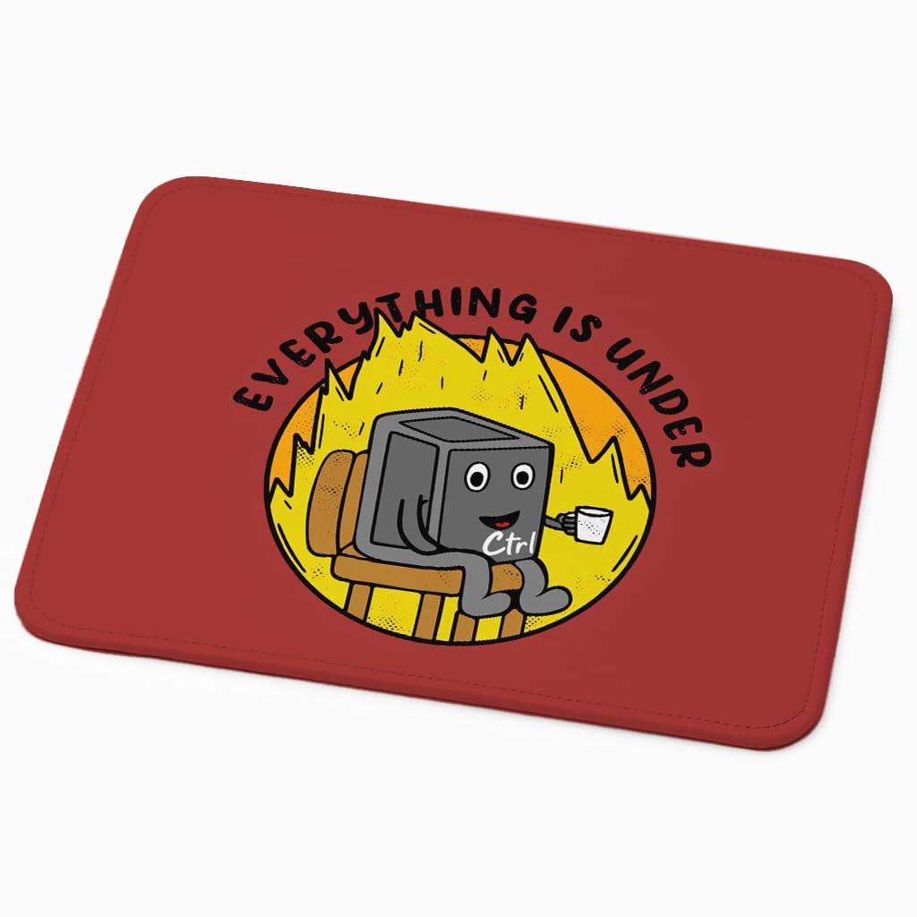 ESSENSI Mouse Pad for Laptop & Desktop | 9x7 Inch Anti-Fray Stitched Edges | Non-Slip Rubber Base | Desk Setup Accessory for Students, Gamers & Professionals (Under Control)