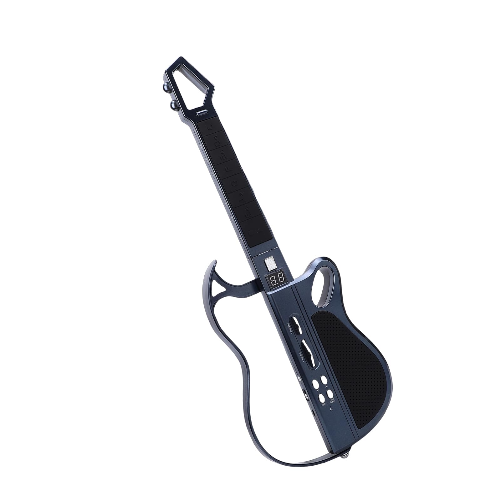 Tissting Guitarra Eléctrica Plegable Sin Cuerdas con Luz LED Y 7 Sonidos - Guitarra Juguete Musical Recargable con Ritmos Y Correa para Niños Y Familias (Negro)