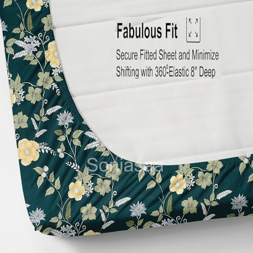 Image of 220 TC Glace-Cotton All Around Elastic Fitted Bedsheet, Elastic Fitted Bedsheet Single Size Bedsheet for Single Bed with 1 Pillow Cover, Size - 72 x 36 x 8 Inch Color