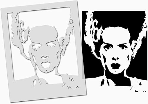 Bride of Frankenstein - Plantilla de decoración de pintura de Halloween para paredes, telas, muebles y mucho más (M 10.2 x 13 pulgadas10.2 x 13.0 in)