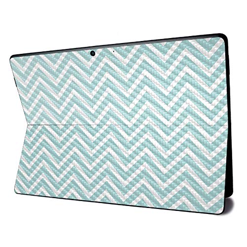 Image of MightySkins Carbon Fiber Skin for Microsoft Surface Pro X - Aqua Chevron | Textured Carbon Fiber Finish | Easy to Apply, Remove, and Change Styles | Made in The USA