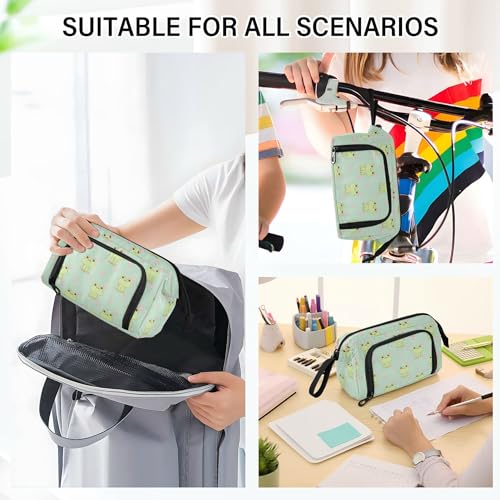 Image of Fisyme Cute Frog Pencil Case Large Capacity Pencil Pouch Pen Bags Box Big Makeup Pencil Case Organizer