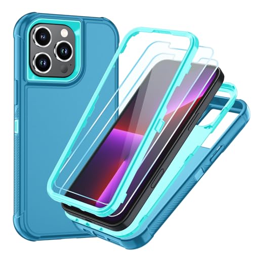 Image of SunStory Compatible with iPhone 13 Pro Max Case with HD Screen Protector, 3-Layer Heavy Duty Full-Body Cover,3 in 1 Hybrid Protective Case for iPhone 13 Pro Max 6.7 inch,LakeSkyBlue