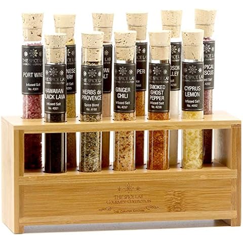 The Spice Lab Gourmet Salt Sampler Collection No. 1 – Grilling Gifts for Men & Women - 11 Pyrex Tubes - All Natural Kosher Salts Gift Set - Salt Samples from Around the World - Premium Cooking Gift Cover