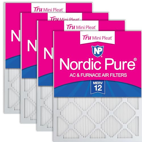 Image of Nordic Pure 16x25x1 Tru Mini Pleat MERV 12 AC Furnace Air Filters 4 Pack | Actual Size: 15 1 /2 x 24 1 /2 x 3 /4 Made in USA, 2.5x More Pleats, Mid-Sized Airborne Particles, Dust, Pollen & Pet Dander