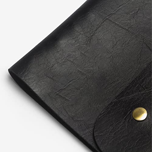 Image of The Messy Corner Leather Button Diary | A5 Travel Dairy for Men and Women | Vegan & Premium Quality | 80 GSM, 140 Ruled Pages - Stylish Black Notepad
