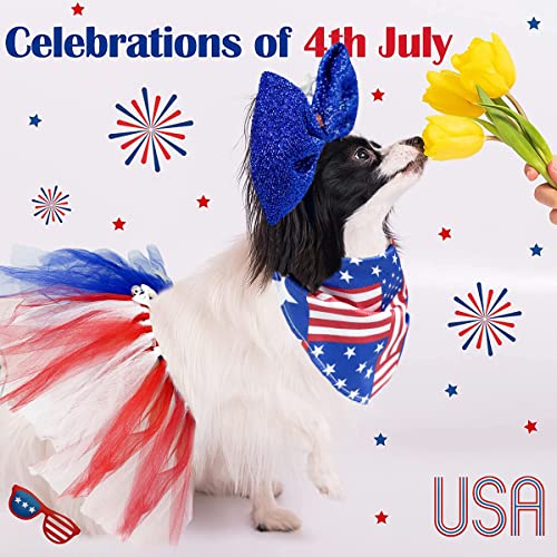 Dog Patriotic Costume 3Pack 4Th Of July Headband Pet Bandana Clothes Tutu Dress Independence Day Outfit Accessories For Small Medium Dogs And Cats Holiday Bib Scarf (7.4 Headband Bandana Dress) #TOP1