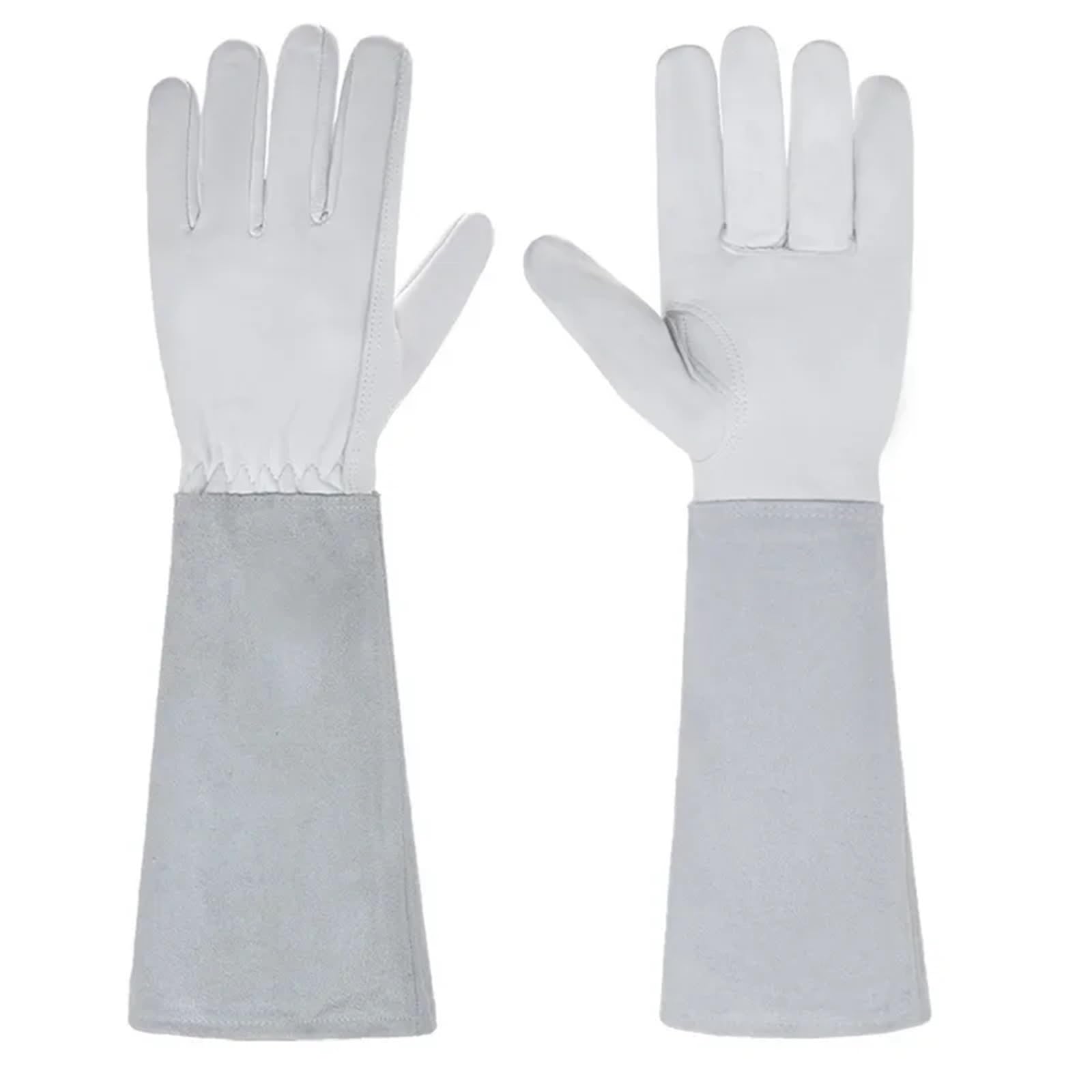 Gartenhandschuhe Gartenhandschuhe for Damen, Rosenschnitt-Dornschnittfeste, Lange Ellenbogen-Gartenhandschuhe aus Leder for Beschneiden FüR Gartenwerkzeuge(Gray,S)