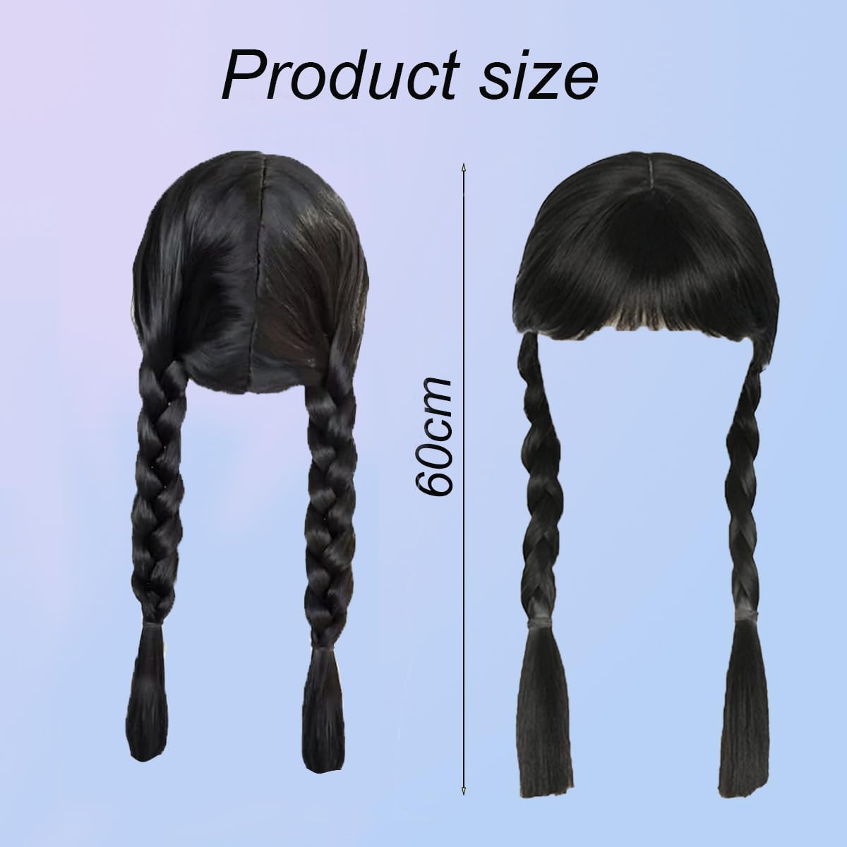Perruque Mercredi Addams Longue Tressée Avec Frange – Cosplay Parfait Halloween & Fête