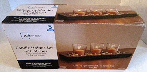 Mainstay Natural Look Candle Holder Set with Stones