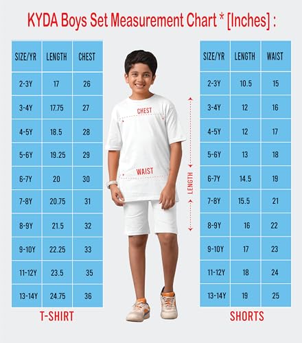 Image of KYDA KIDS Boys 100% Pure Cotton Premium Printed T-Shirt & Shorts Clothing Set | Soft Breathable Summer Wear | Stylish Casual Co-Ord Set for Boys