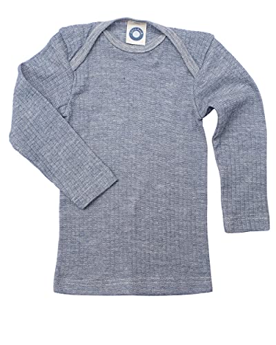 Cosilana, Chemise à enfiler bébé à manches longues, 45 % coton KBA 35 % laine kbT, 20 % soie, Marine chiné, 98/104 cm Cover