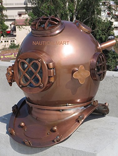 NauticalMart Copper Antique US Navy Mark V Diver's Helmet US Navy DEEP Water Diving Helmet
