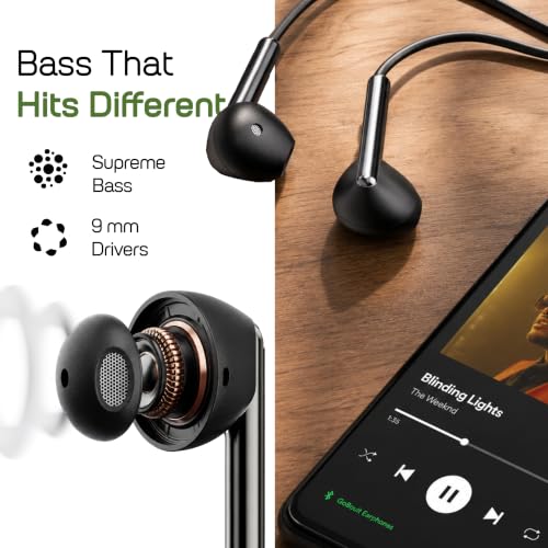 Image of GOBOULT WiredX 200 Earphones with 3.5 mm Jackt, 9mm Bass Drivers, Inline Controls, Earphones Wired Headphones with mic