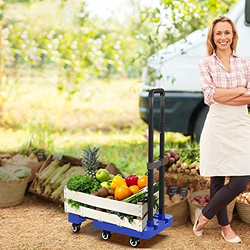 Image of Folding Stair Climbing Shopping Cart Trolley Home 4 Wheels Stair Climber Gift Wheel Roller Foldable Stainless Steel Travel Trolley Handheld Market (Folding Hand Truck (Platform Trolley))