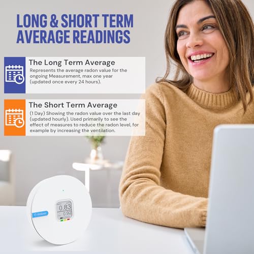 LifeBasis Radon Detector for Home, Portable E-Ink Display Radon Meter with Short & Long Term Monitoring of Radon Levels, Switchable Mesurement Unit Bq/m3 or pCi/L, Battery-Powered - Image 6