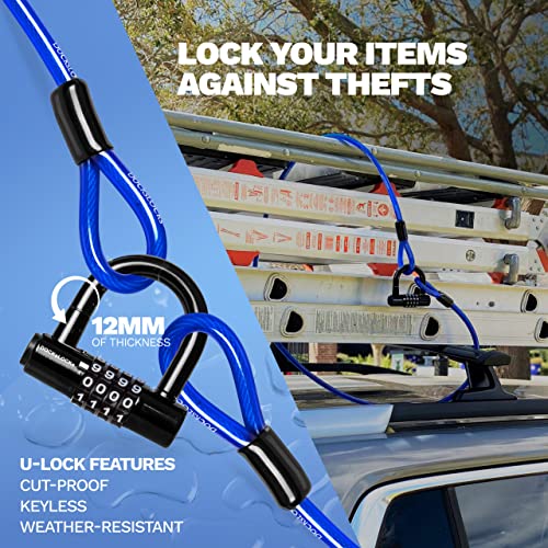 Dockslocks Anti Theft Weatherproof Straight Security Cable With Reinforced Looped Ends And Heavy Duty Short Shackle U Lock For Bike, Kayak And More, 5Ft #TOP4