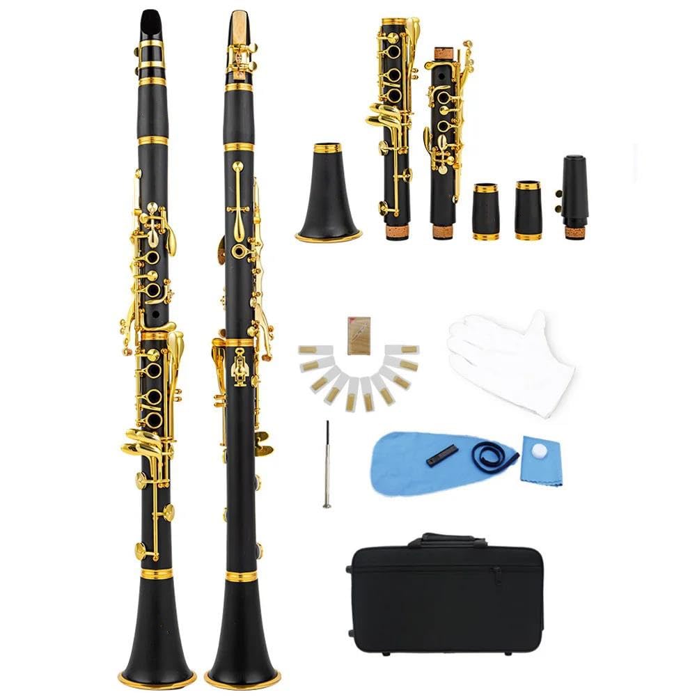 Buffet Clarinetto Sib Laccato Oro 17 Chiavi Clarinetto Nero Clarinetto Resina ABS
