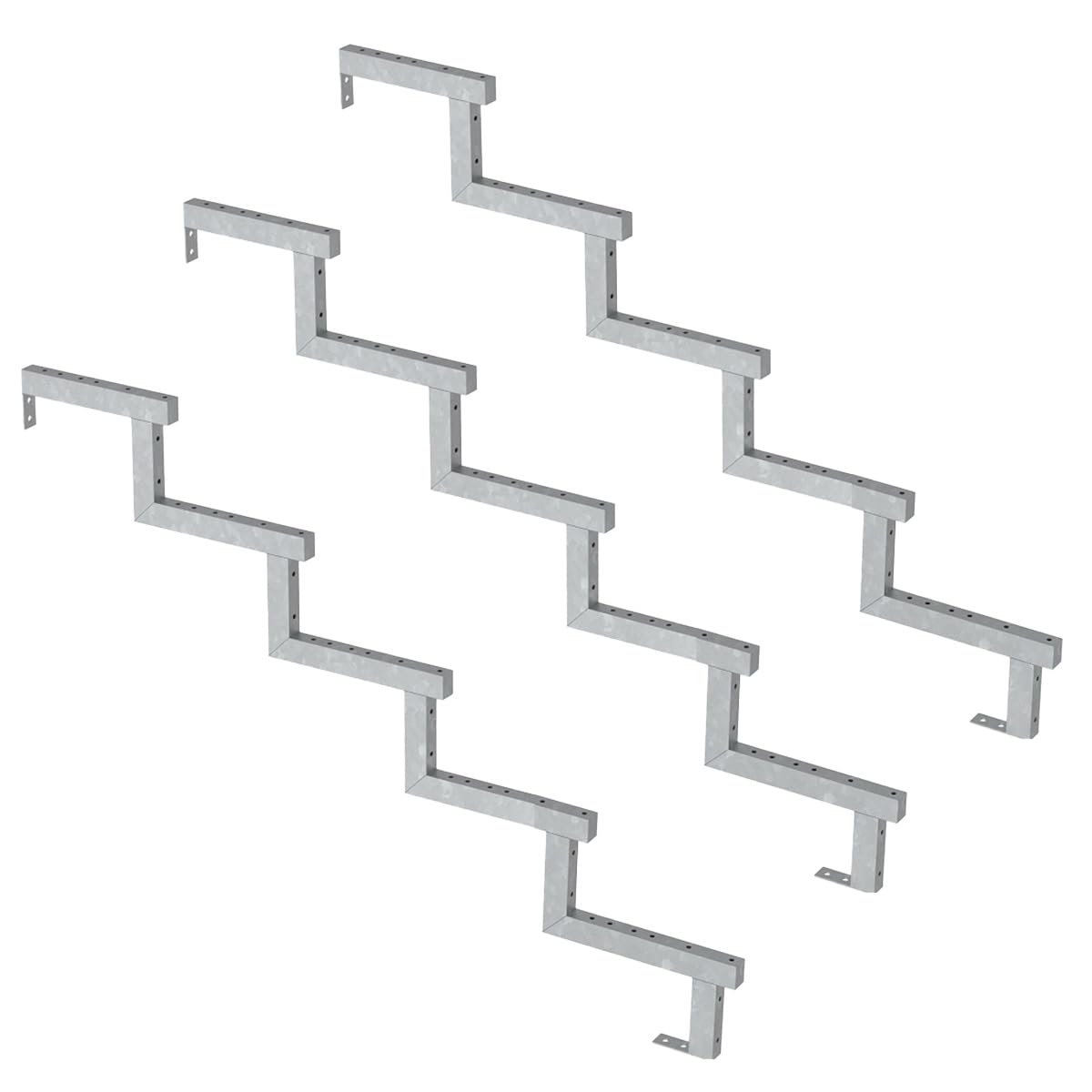 Set da 3 pezzi - Cosciale acciaio zincato – 5 gradini – H85cm-Vinuovo