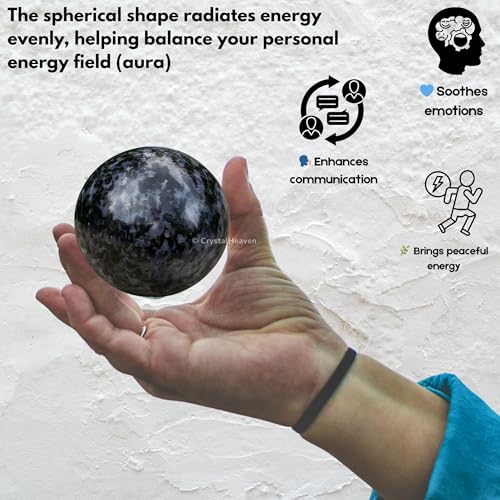Image of Certified Indigo Gabbro Crystal Ball for Meditation - Premium Crystal Vastu Items for Home and Feng Shui Items for Good Luck - Ideal for Pooja Supplies and Spiritual Practices (1.5 inch Inch)