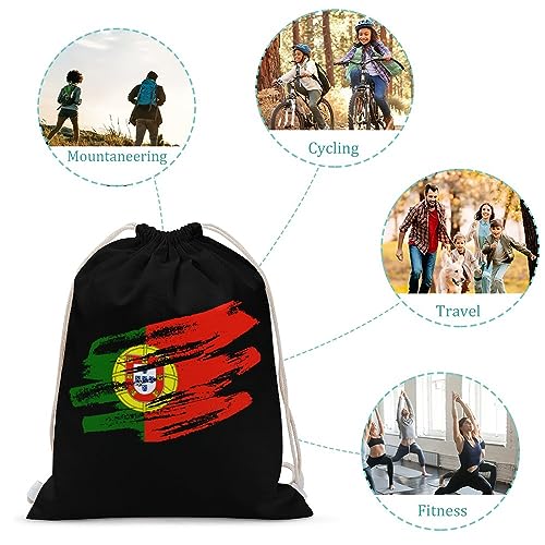 Retro Portugal Flag Drawstring Backpack Cute String Bag Canvas Daypack Travel Sackpack 30x40cm3