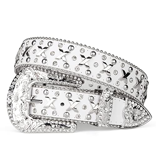 UnFader Bling Rhinestone Belts for Women, Fashion Cowgirl Western Studded Belts for Jeans Pants