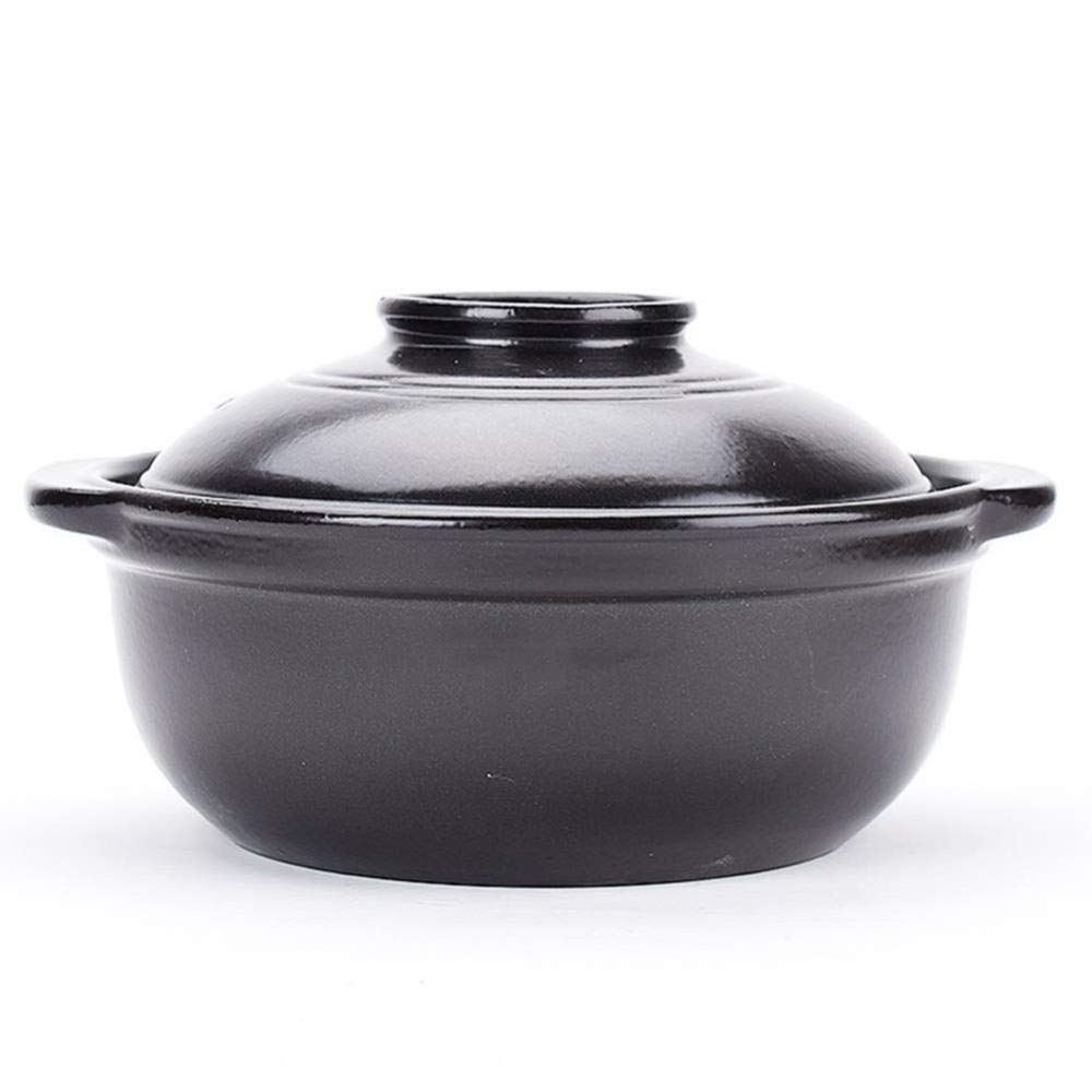Casseruola in Terracotta Pentola in Terracotta Casseruola in Ceramica Pentola Multiuso Materiale Duro Facile da Pulire Padella Antiaderente capacità 1,5 l_Nero (capacità