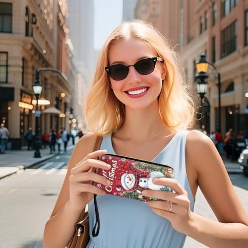 Image of Bulopur Snowman Wallet for Women Zip Around Clutch Purse PU Leather Waterproof Travel Wallet Passport Holder Ladies Handbags Merry Christmas Gifts