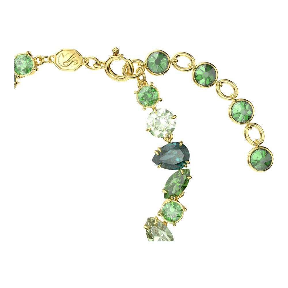 Swarovski Bransoletka Gema, Szlify różnorodne, Zielona, Wykończenie z 18-karatowego złota
