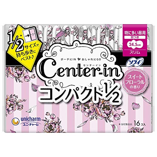 センターイン コンパクト1/2 スイ-ト 特に多い昼用 羽つき 16枚〔生理用ナプキン スリム〕×9個
