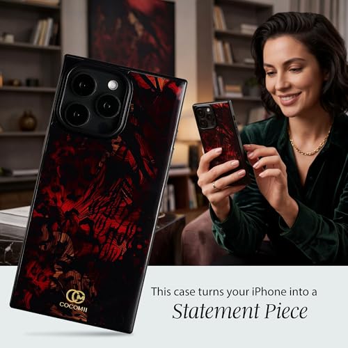Image of COCOMII Rectangle for iPhone 15 Pro Max Case, Crimson Leopard