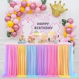 【Weit verbreitet】 Tutu-Tischrock ist perfekt für rechteckige Tische, runde Tische. Geburtstag, Hochzeit, Jubiläum, Zeremonie, Abschlussfeier, Event, Babyparty, Brautparty, Mädchenprinzessin, Weihnachten, Neujahr, Valentinstag, Muttertag, Geschlechtsoffenbarung Tischdecke, Esstischdekoration, Kuchendessert.