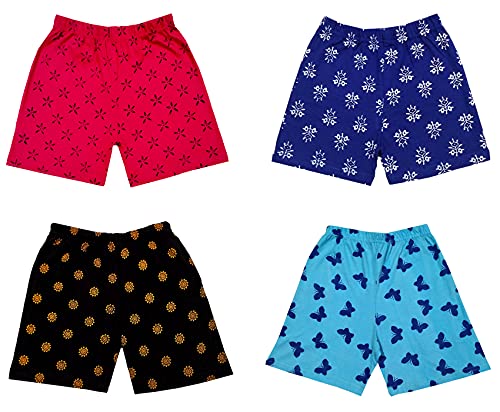 Image of indi weaves Girls Cotton Printed Shorts (Pack of 4)