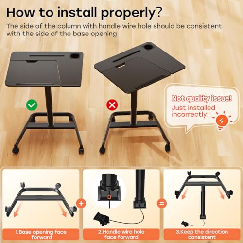 Image of JOY worker Mobile Standing Desk, Height Adjustable Table, 60 Tiltable Rolling Laptop Desk, Portable Sit Stand Desk with Wheels Cup Holder for Bed Couch Hospital, Holds Up to 22lbs, Black
