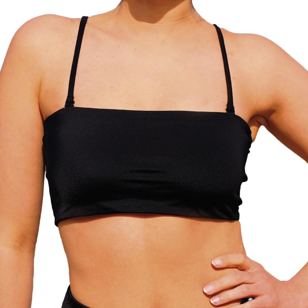 MYLILY Bikini Top Bandeau | Bandeau Traje de baño Mujer| Tirantes Removibles y sin Tirantes | Bikini Top Banda Negro