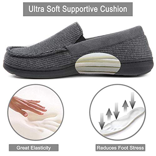 ULTRAIDEAS Men's Carver Slippers Moc Loafer House Shoes Memory Foam3