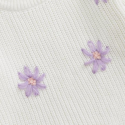 Toddler Girls Sweater Clothes Flower Embroidery Crew Neck Long Sleeve Kids Pullovers Fall Tops4