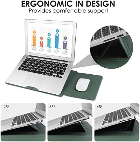 HoYiXi 13 Inch Laptop Sleeve Case Leather Case Compatible with MacBook Air 13.3/13.6 M1 M2/MacBook Pro 13 2022-2016/Dell XPS 13/Surface Pro X/8/7 /6/5/Surface Laptop 13.5 Inch, Sleeve Bag Green