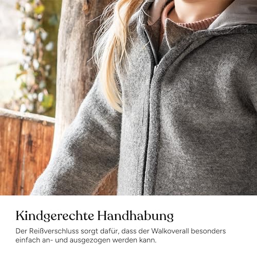 Ehrenkind® WALKOVERALL | Baby Wollwalk-Overalls aus Merino Schurwolle mit Reißverschluss | Walk Wolle Woll-Anzug für Kleinkind und Baby | Natur Gr. 74-80