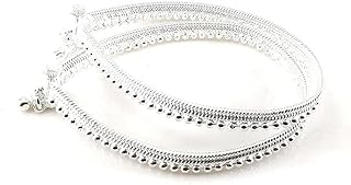 sukra gold Thin Size Brass & Silver Plated Stylish Anklets Kolusu Silver Ghungroo Payal for Women (White)-picture-40