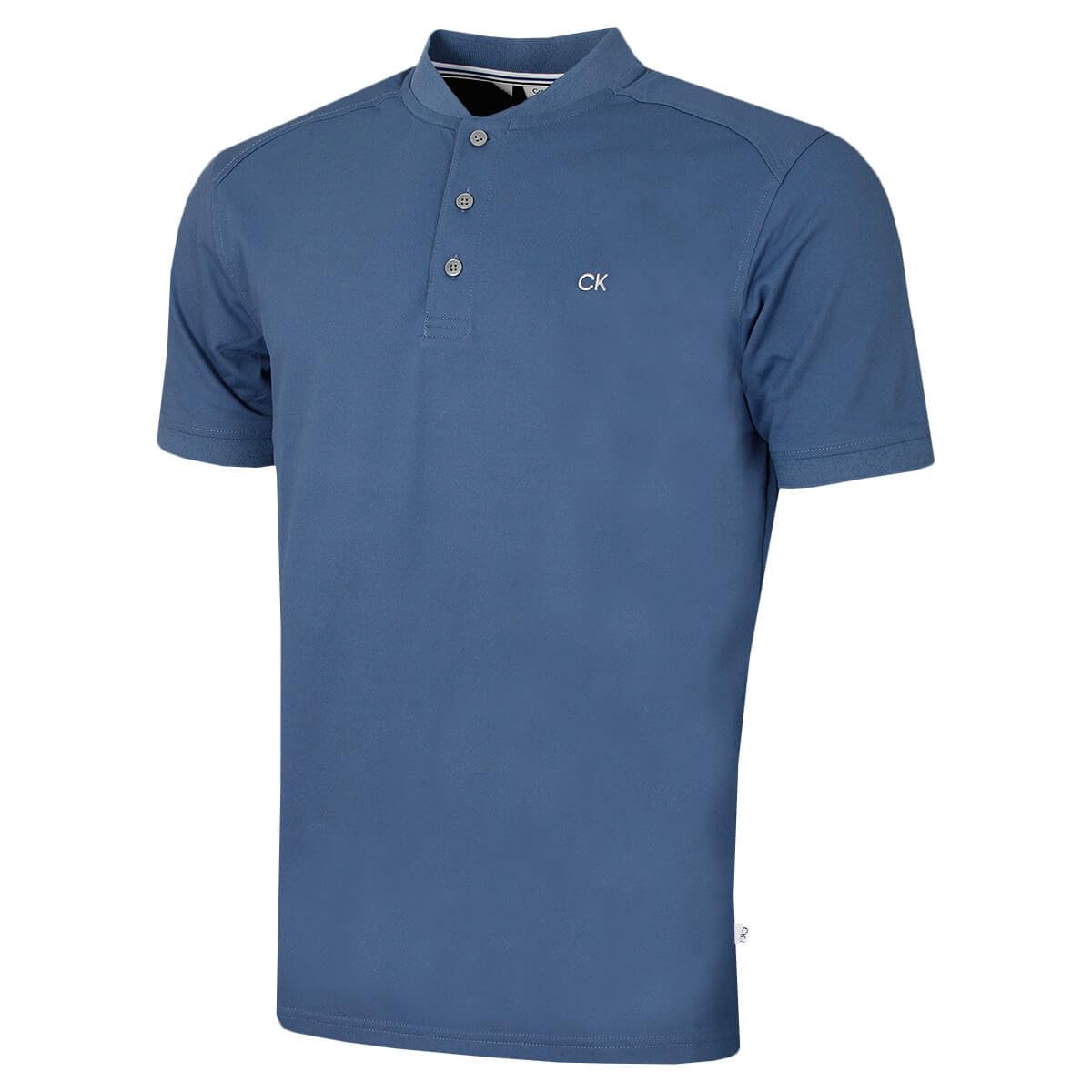 Calvin Klein Mens Blade Collar Campus Golf Polo Shirt - Denim Blue - XXL