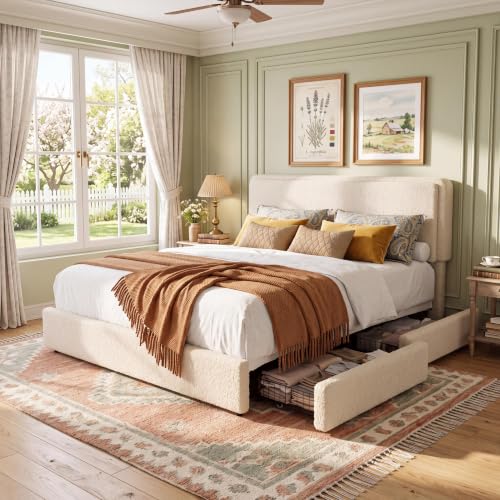 IDEALHOUSE Teddy Fleece King Size Bed Frame