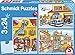 Schmidt Spiele- Puzzle Pompieri e Polizia 3 x 24 Pezzi, 56215