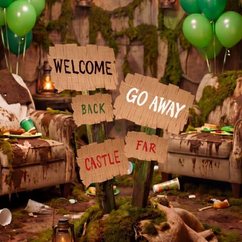 Image of Crtiin 5 Pcs Swamp Birthday Party Decor Green Directional Welcome Sign