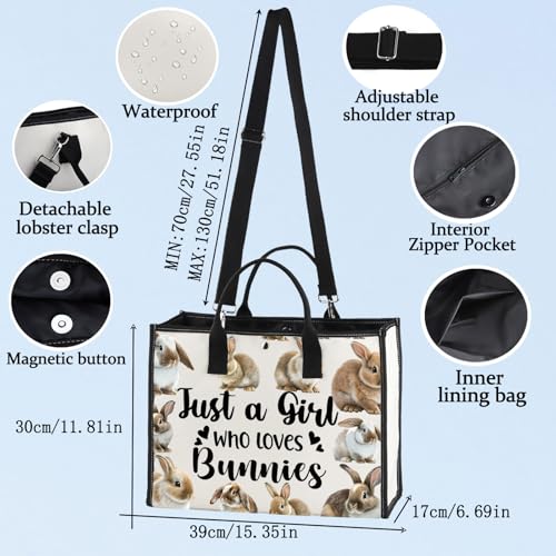LEVLO Funny Bunny Cosmetic Bag Animal Lover Gift Just A Girl Who Loves Bunnies Makeup Zipper Pouch Bag Bunny Lover Gift - Image 2