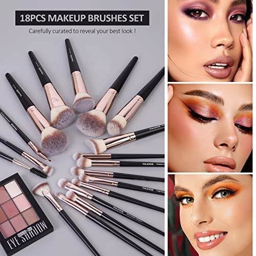 MAANGE Pinselset Makeup Professionelle Make up Pinsel Set 18 Stück Premium Synthetische Make Up Pinsel Stiftung Pinsel Blending Gesicht Pulver Blush Lidschatten Schminkpinsel