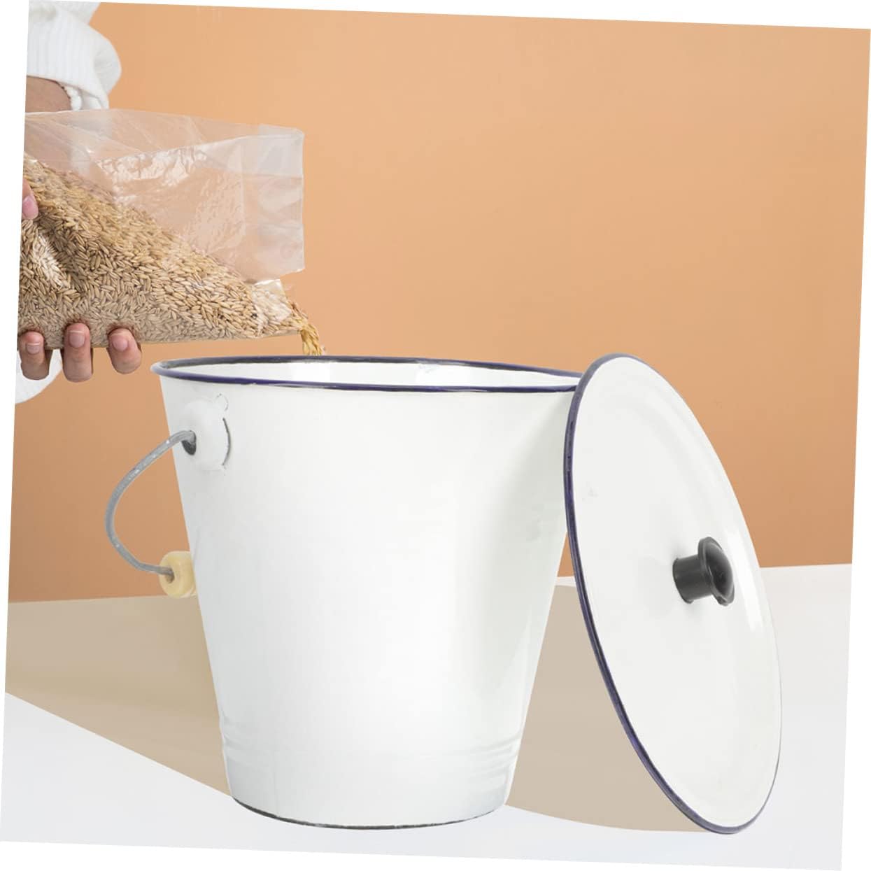 Ciieeo 蓋付きエナメルバケツ ホーローバケツ 飲み物用の 野菜の形をしたボウル 置き場 小麦粉用の容器 エナメル小便器 バルコ