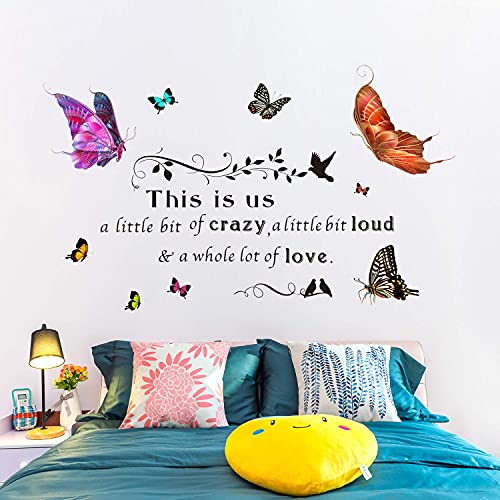 Vinilo decorativo con frase y mariposas para pared