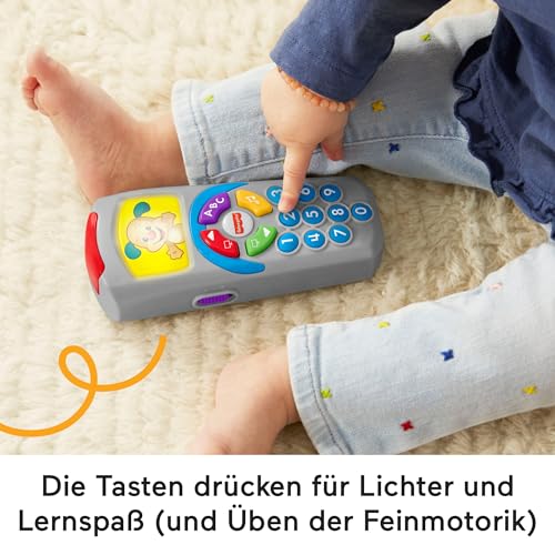 Fisher-Price Lernspaß Lernspielzeug für Babys Hündchen-Fernbedienung Spielzeugfernbedienung mit Musik und Lichtern für Kinder ab 6 Monaten, deutsche Version, HXB88